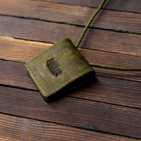 Leather Turkey/Elk Diaphragm Call Wallet Caddo Green Closed