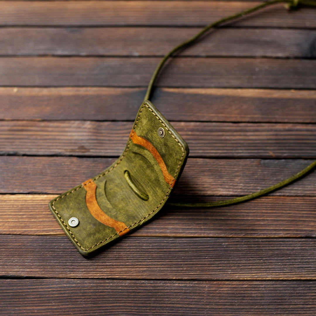 Leather Turkey/Elk Diaphragm Call Wallet Caddo Green Side