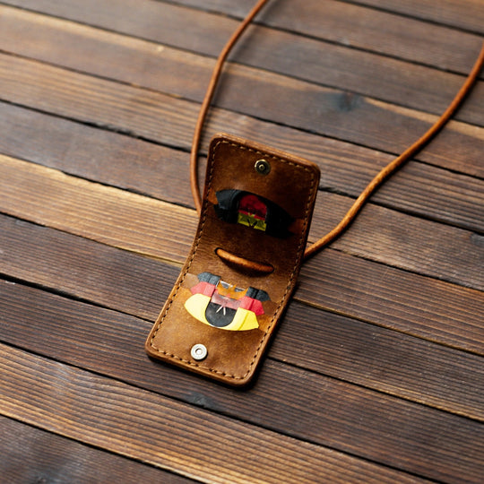 Leather Turkey/Elk Diaphragm Call Wallet Brown With Calls