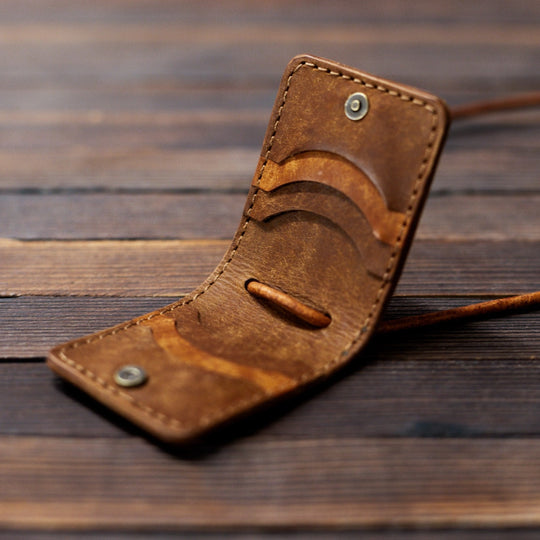 Leather Turkey/Elk Diaphragm Call Wallet Brown